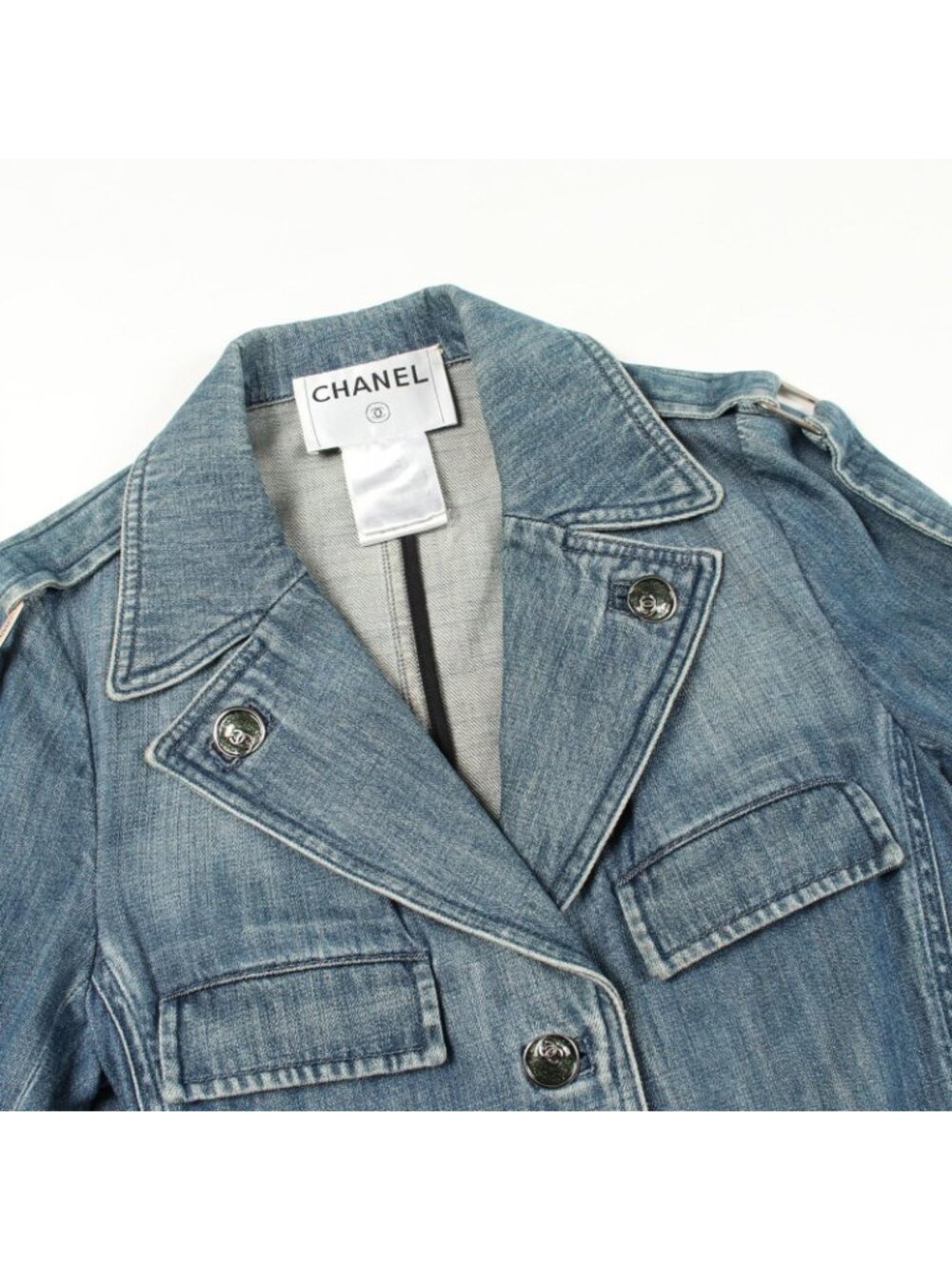 Chanel Denim Coat CC Logo Button - Picture 12 of 14